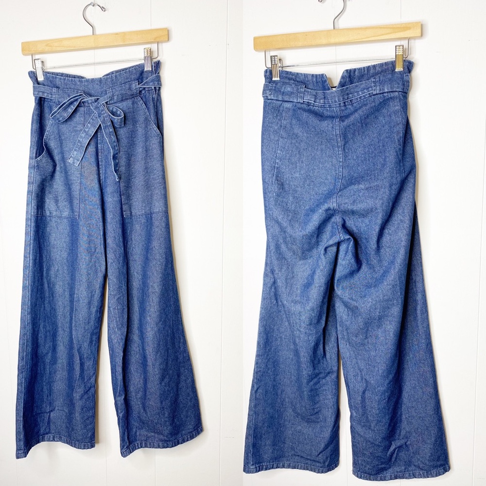 Loup Wide Leg High Waisted Belted Jeans  Small